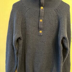 Blue turtle neck sweater with gol buttons